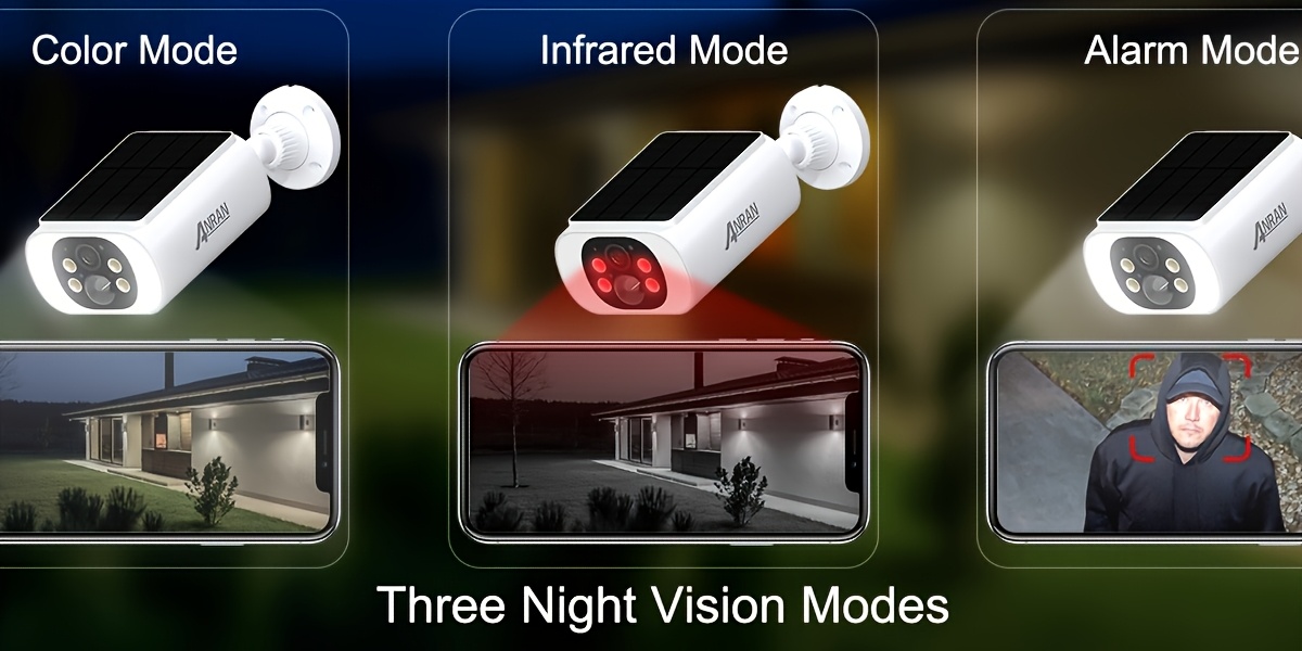 ANRAN Caméras de Sécurité Solaires 3MP Sans Fil Extérieures, Vision Nocturne Couleur, Caméra de Surveillance Extérieure WiFi 2.4Ghz Pour la Sécurité de la Maison Avec Panneau Solaire Intégré, Audio Bidirectionnel, Compatible avec Alexa