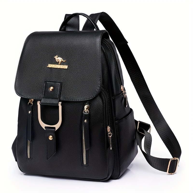 Stylish Women's Large Capacity Pu Backpack, Lightweight With Adjustable Straps & Multiple Compartments For Travel, Commuting & Casual , Travel Bag (random Logo)