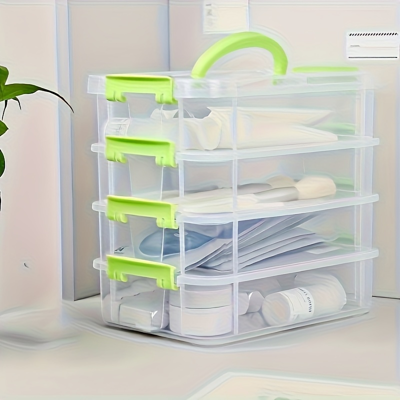 TEMU Stackable Large-capacity Transparent Plastic Storage Box With Vertical Drawer, Dustproof And, Multifunctional, Suitable For Hair Accessories,