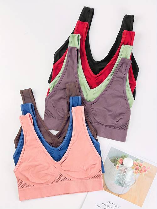 7pcs womens high support sports bras breathable nylon and spandex backless design for yoga running and gym workouts gym accessories