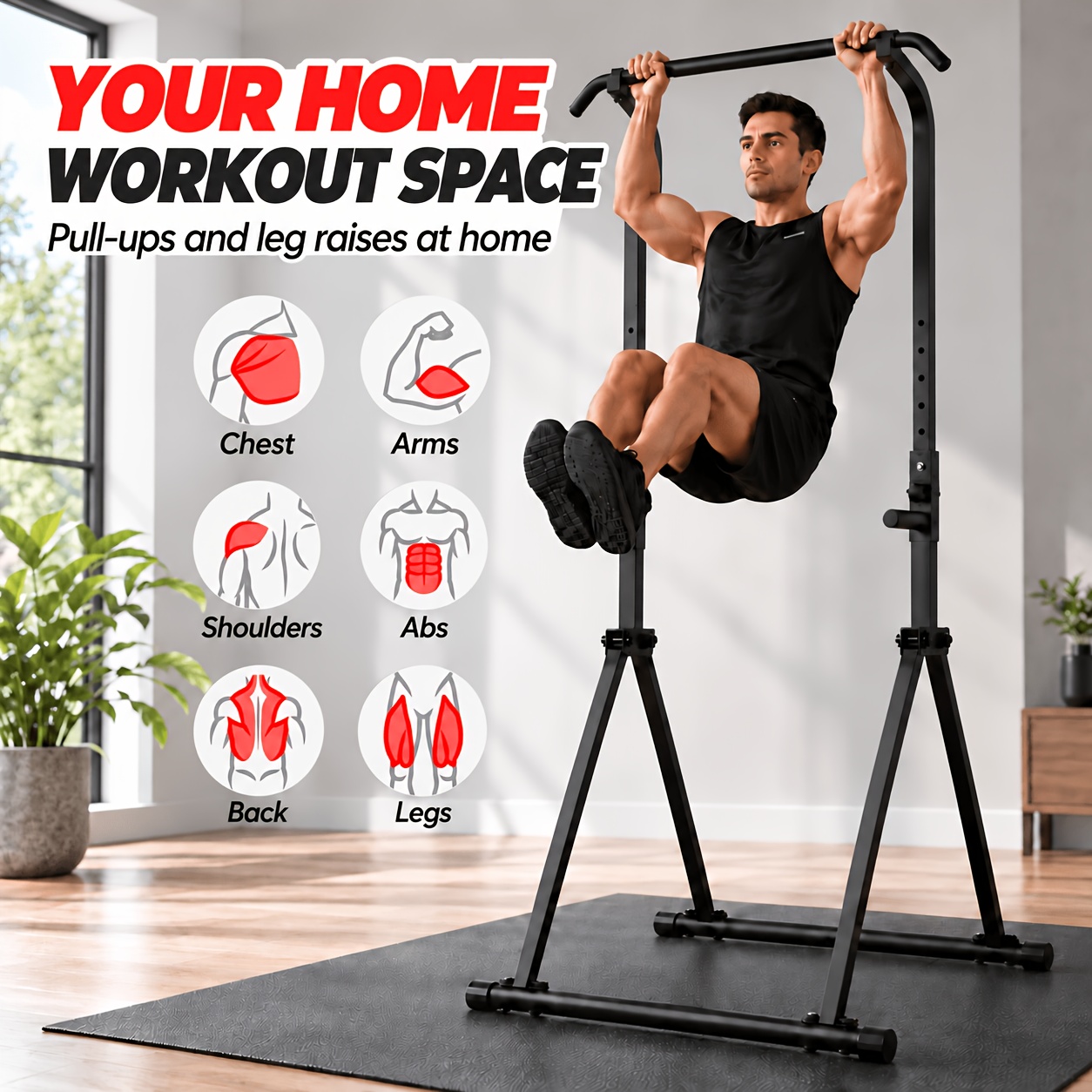 Image of Tenboom Freestanding, Foldable Pull-up Bar For Home Gym, 8 Level Height Adjustment, Supports Up To 150 Kg, Suitable For Users 168 214 Cm Tall