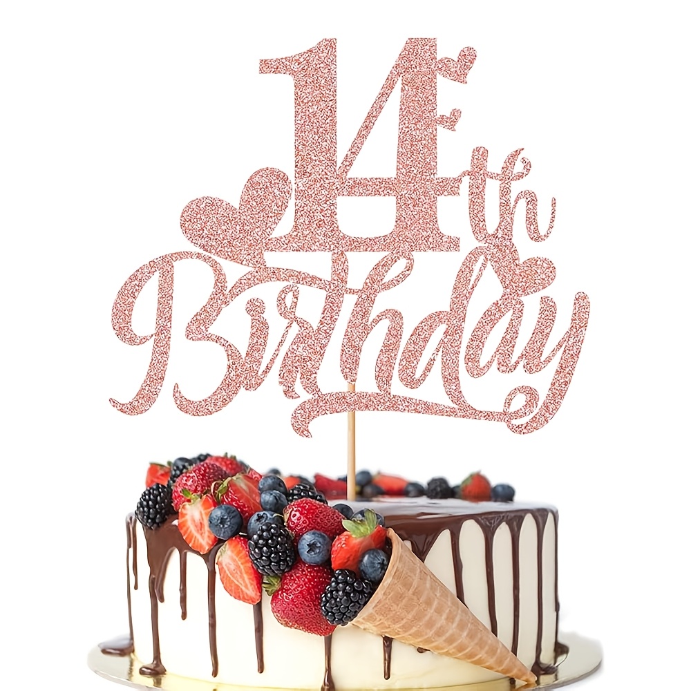 Image of 1pc 14th Birthday Cake Topper Happy 14th Birthday Cake Topper Glitter Birthday Party Anniversary Cake Decorations Supplies,halloween, Christmas