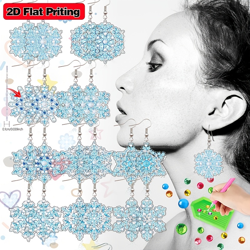 20pcs Snowflake Pattern Diamond Art Earring Set, Winter Theme