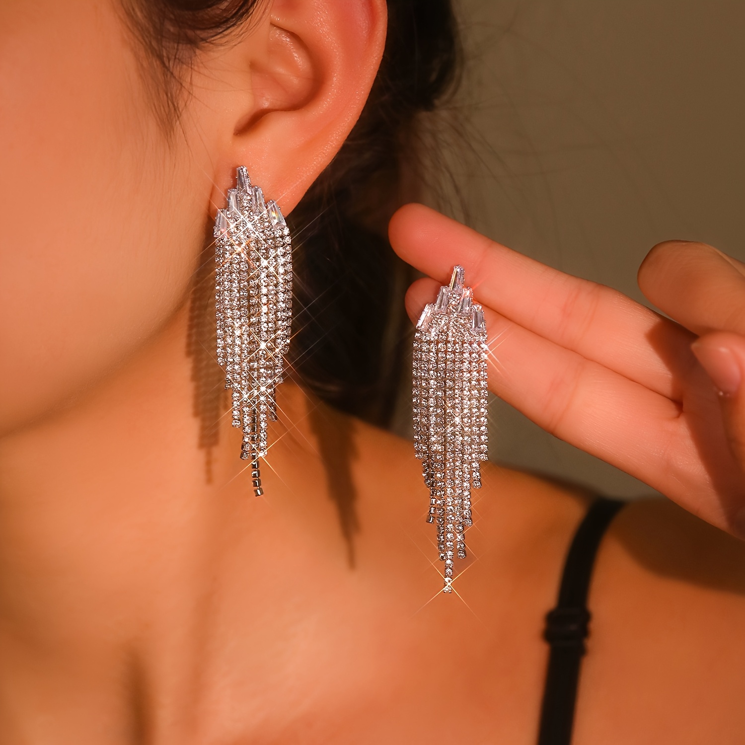 2pcs womens fashion drop earrings luxurious shimmering - Temu Oman