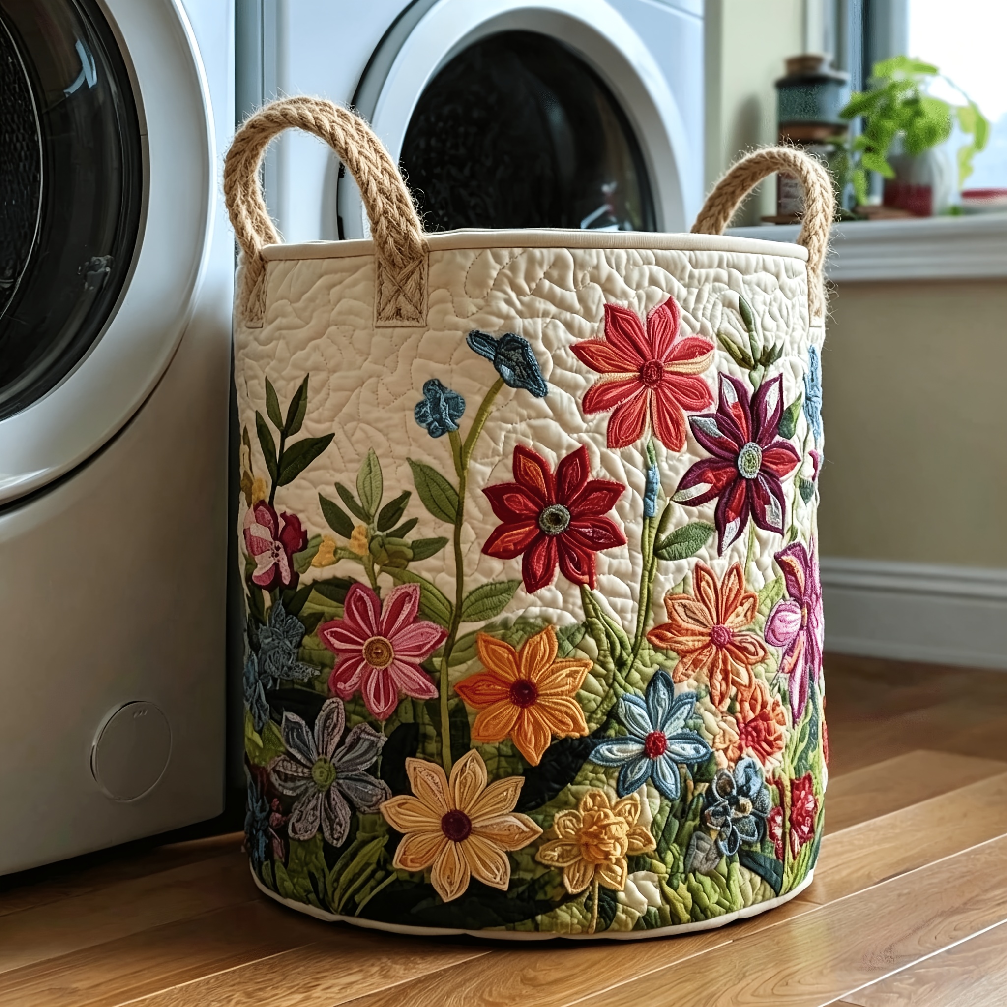 TEMU Quilted Dirty Laundry Basket, Large-capacity Denim Laundry Basket, With Handles, Foldable Storage Box For Bedroom, Bathroom, Or Cabin., Laundry Baskets