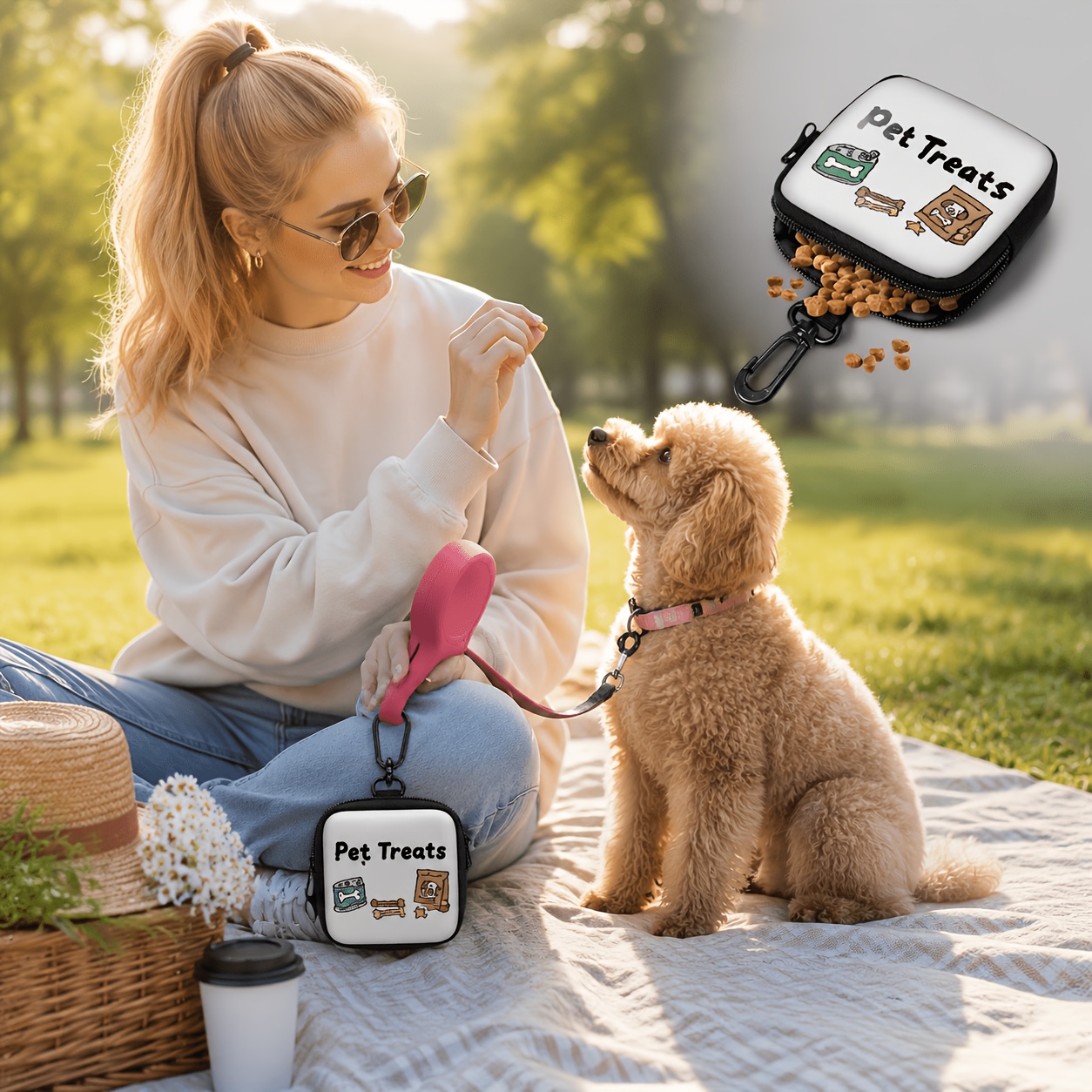 portable pet treat pouch zipper dog snack bag with clip for training and walking Product details 2