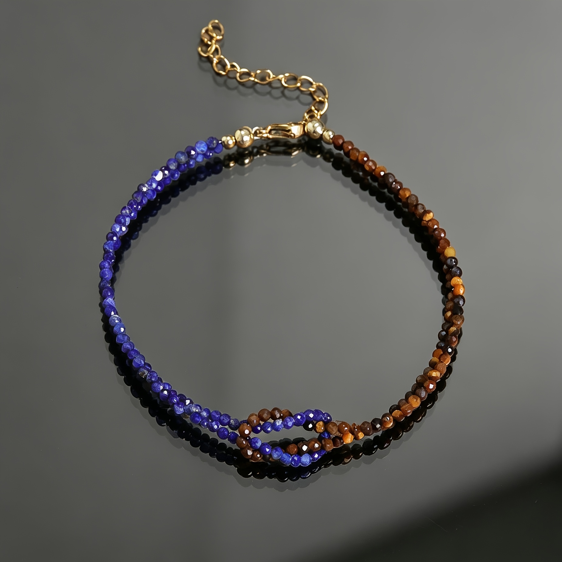 TEMU 1pc Lineargems Men's Boho Natural Stone Bracelet - Tiger Eye & Beaded Stackable Jewelry, Suitable For Wealth & Gift, Dainty Suitable For Daily