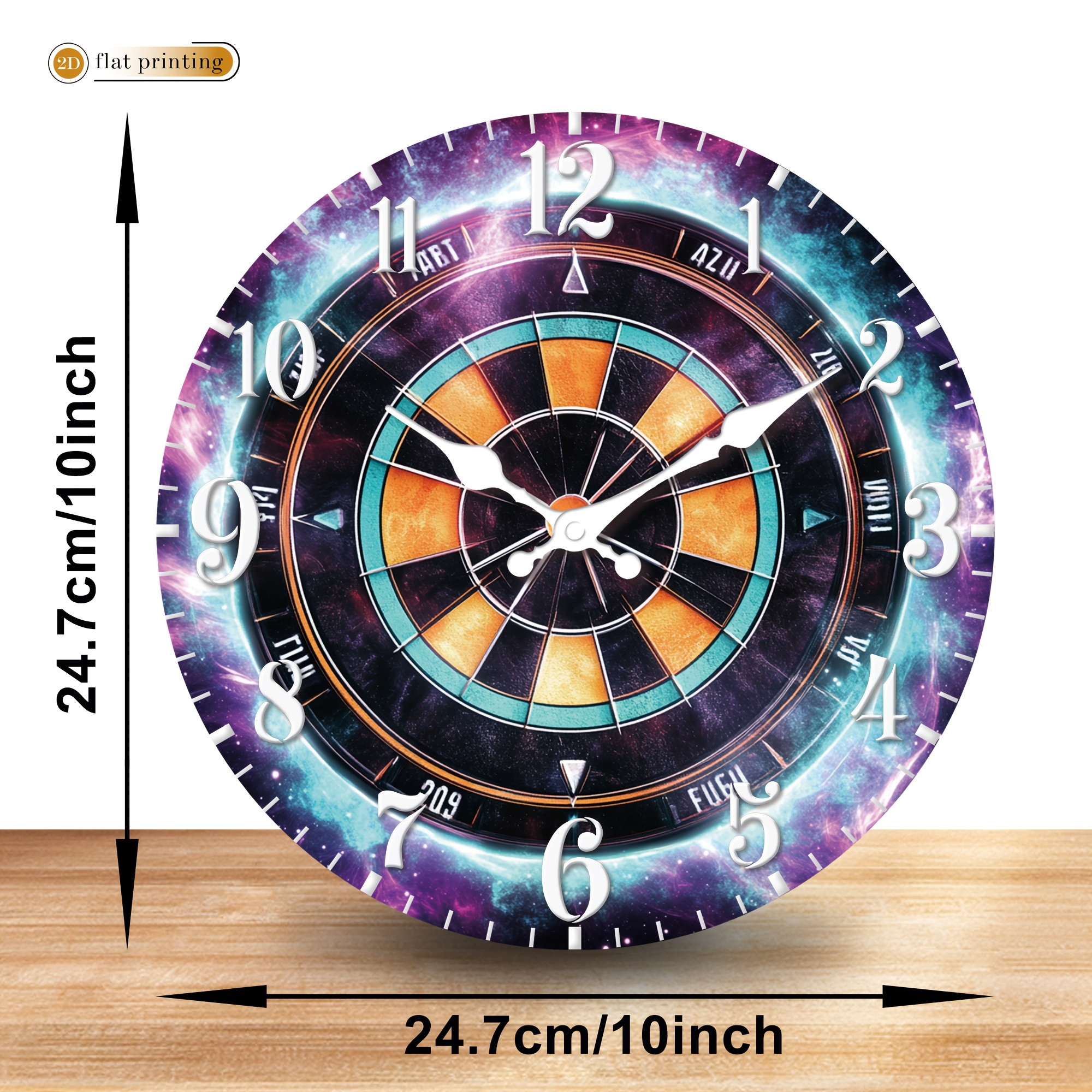 TEMU Dartboard Wall Clock, Wooden Home Silent Wall Clock-2d Flat Printing, Suitable For Living Rooms, Bedrooms, And Home Decorating, Easter, Ramadan,
