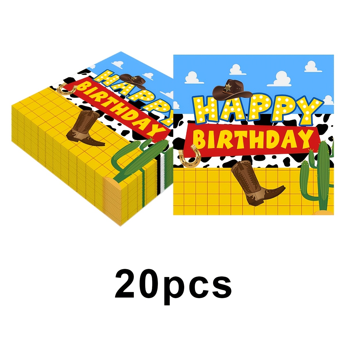TEMU 20 Cartoon-themed Napkins Featuring And With Cowboy Boots, Birthday Parties, Festive Decorations, And Various Party . Lightweight Paper Napkins