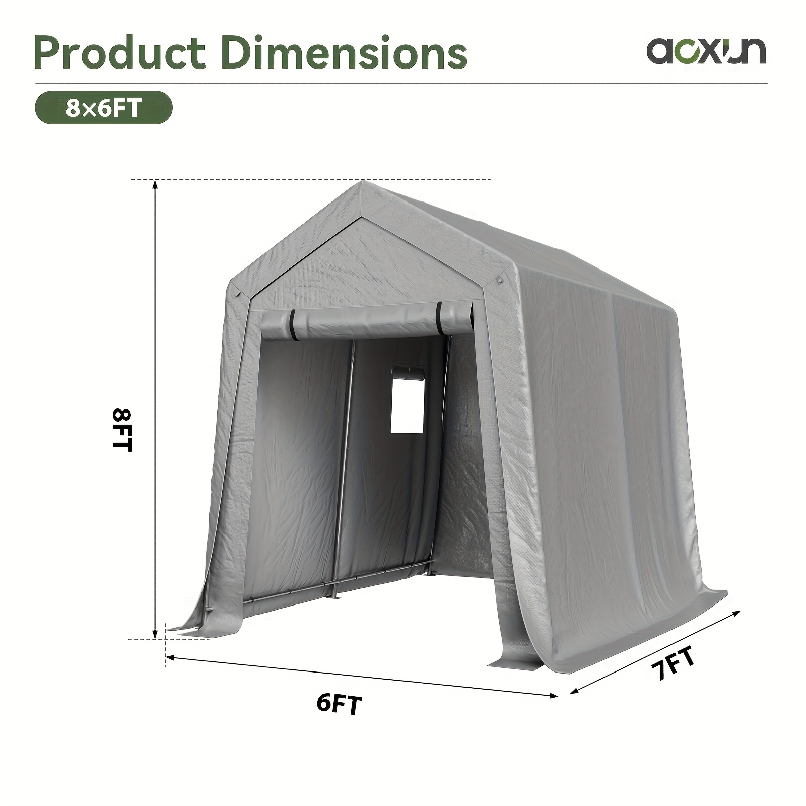 TEMU 6' X 8' Outdoor Storage Shelter, Heavy Duty Portable Carport, Shed For Tractor, Lawn Mower & Tools.(white/grey)