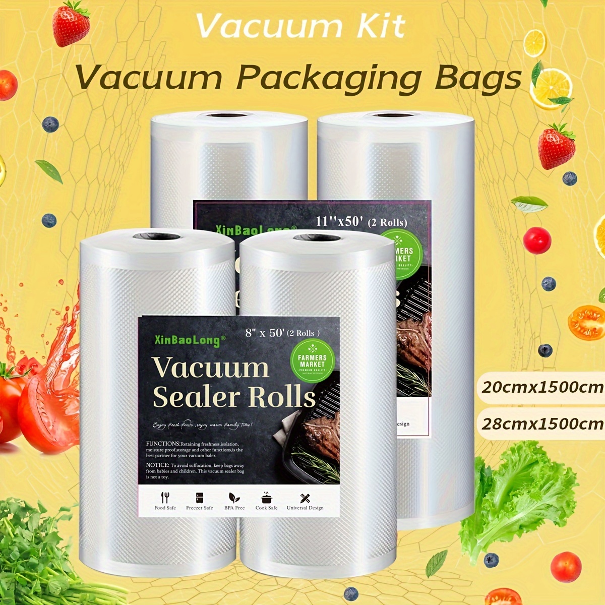 

2/4pcs Vacuum Sealed Bags, Food Vacuum Sealed Bags For Vacuum Storage, Meal Preparation, Food Storage Sealed Bags, Transparent Household Reusable Vacuum Sealed Bags, Household Kitchen Supplies