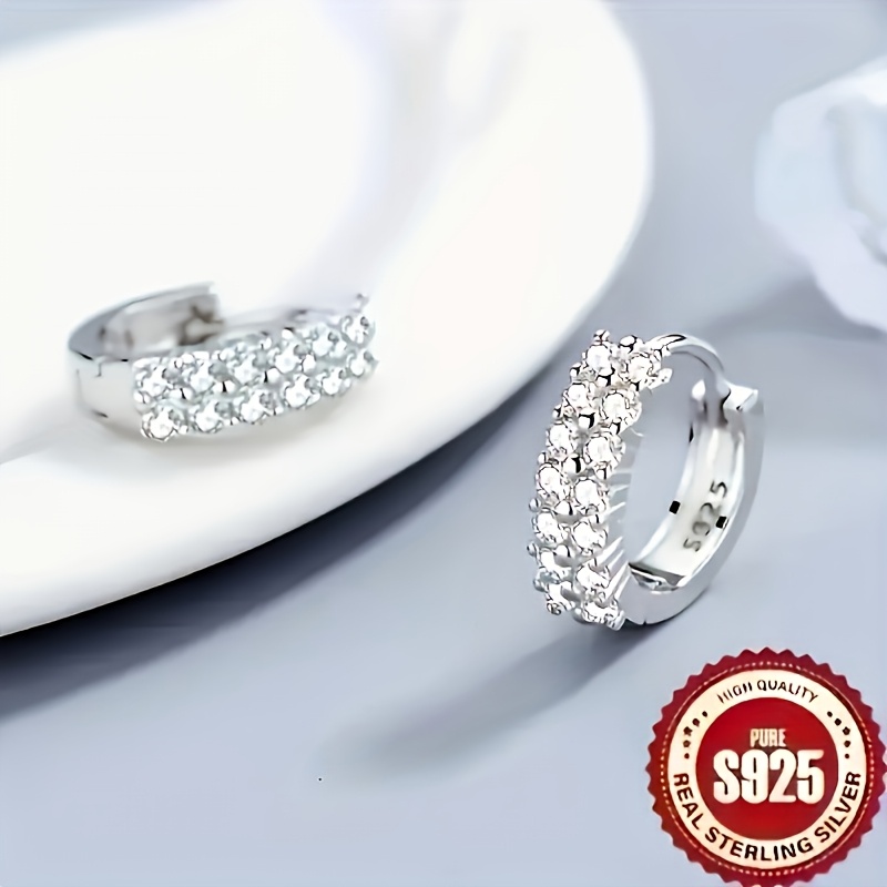 1 Pereche de Cercei S925 Argint Sterling, Stil Fashion Clasic, Exquisiți, Lustruiți, Dublu Strat, Cubic, Zirconiu Sintetic, Geometrici, Design Creativ High-End, Stil Unic, Formă de Inimă, Minimaliști, Lux, Cuplu, Mini, Drăguți, Zilnic, Petrecere