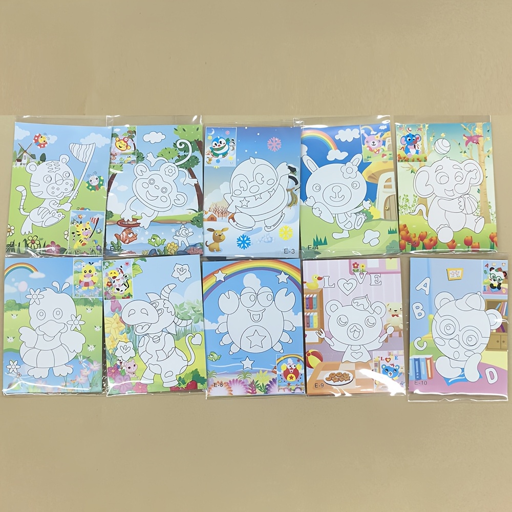10pcs 3d Puzzle Stickers, 3d Adhesive Stickers, Backside Paintable, Fun Game For Children, Ideal For Christmas Gifts