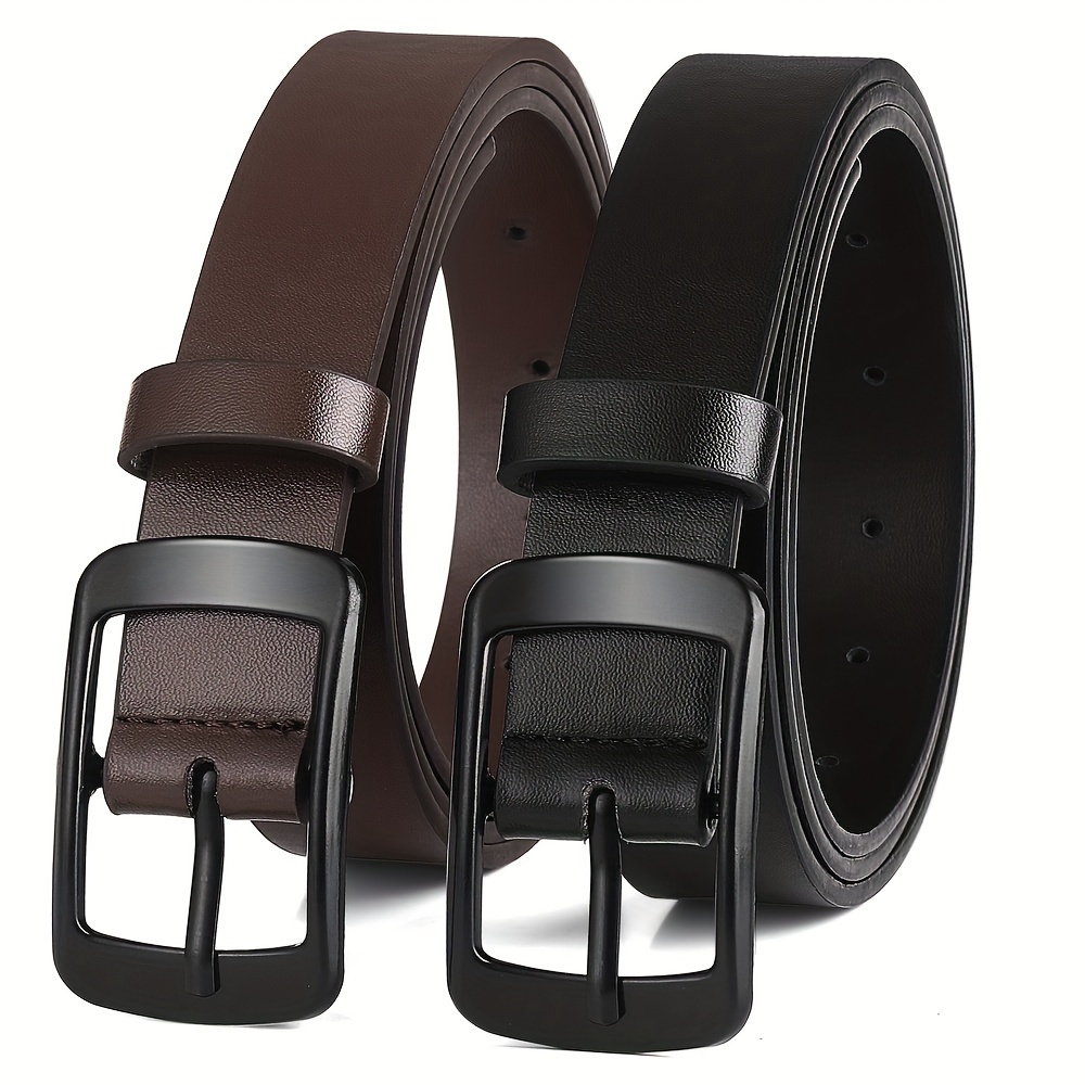 

Classic Black Pin Buckle Belts Vintage Solid Color Pu Leather Belt For Women Casual Jeans Pants Waistband