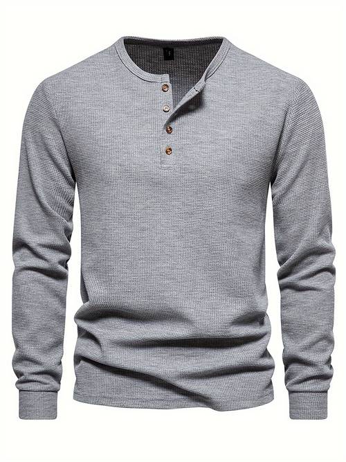 new mens four button waffle t shirt long sleeve t shirt