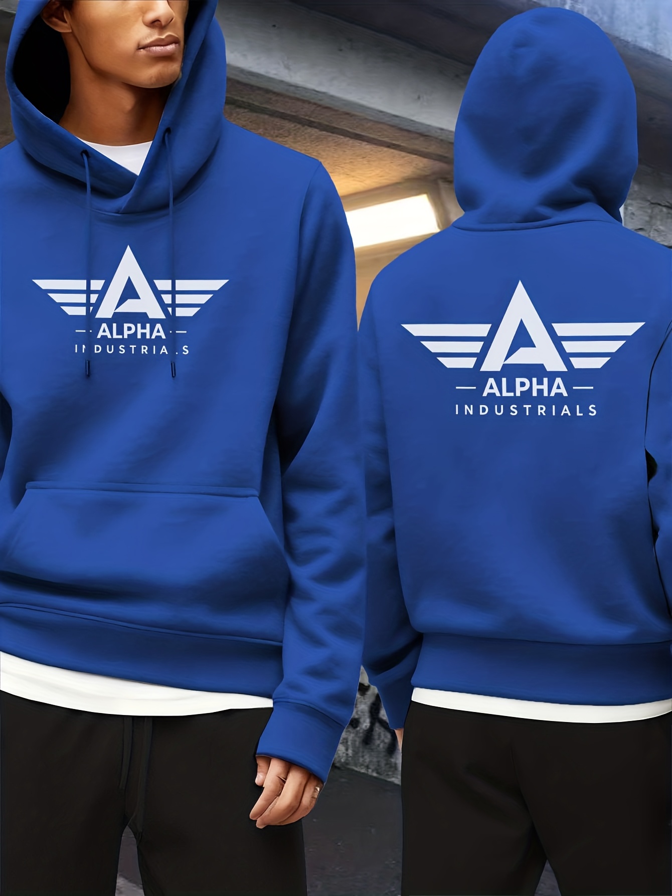 Men's Plush Thick Winter Hooded Sweatshirt - Retro Letter 'M' Print Pullover, Lightweight Warm Sweater with Hood, Machine Washable Casual Sweatic for Cold Weather Outfits (Men's Fashion)