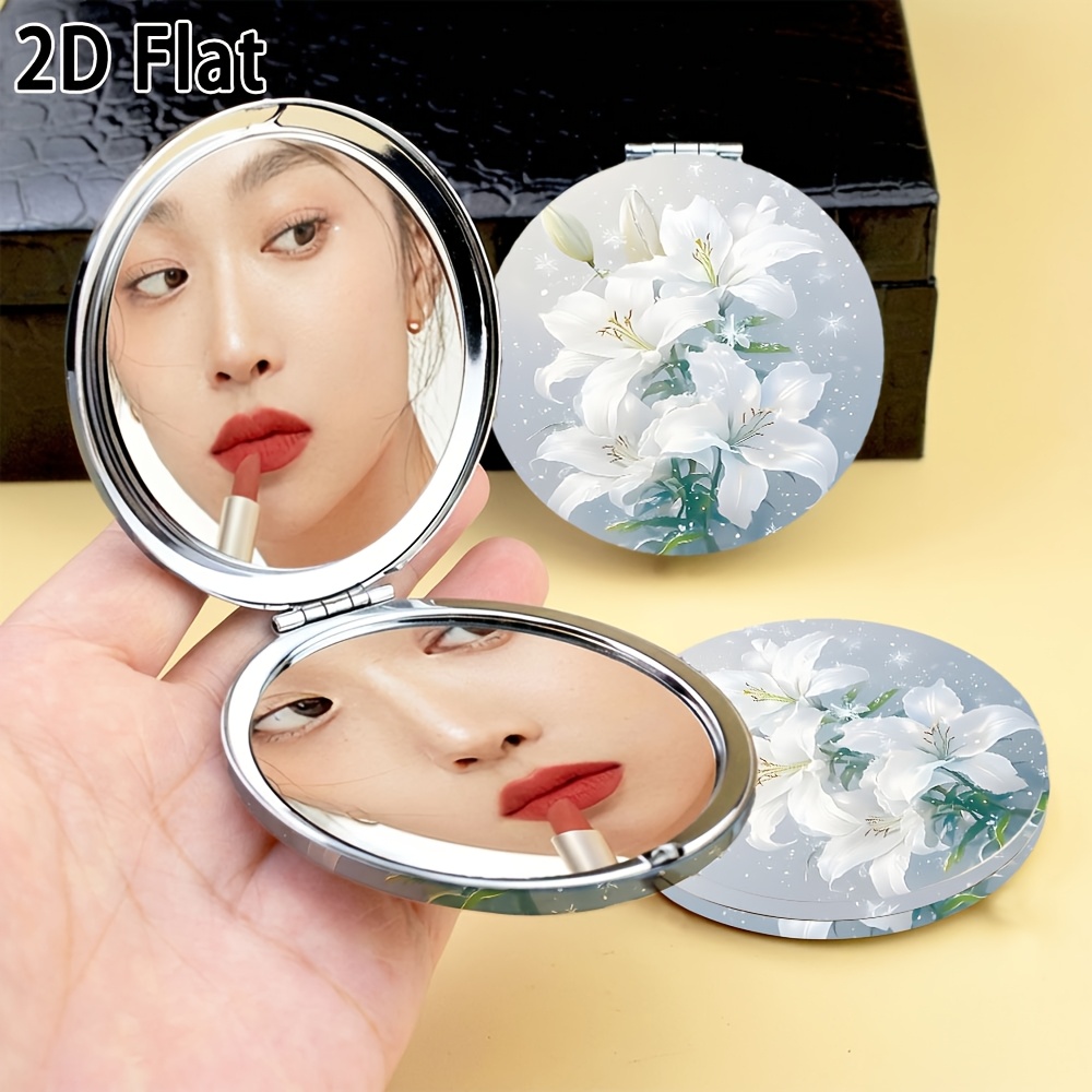 Exquisite Round Makeup Mirror with Snow White Lily Theme