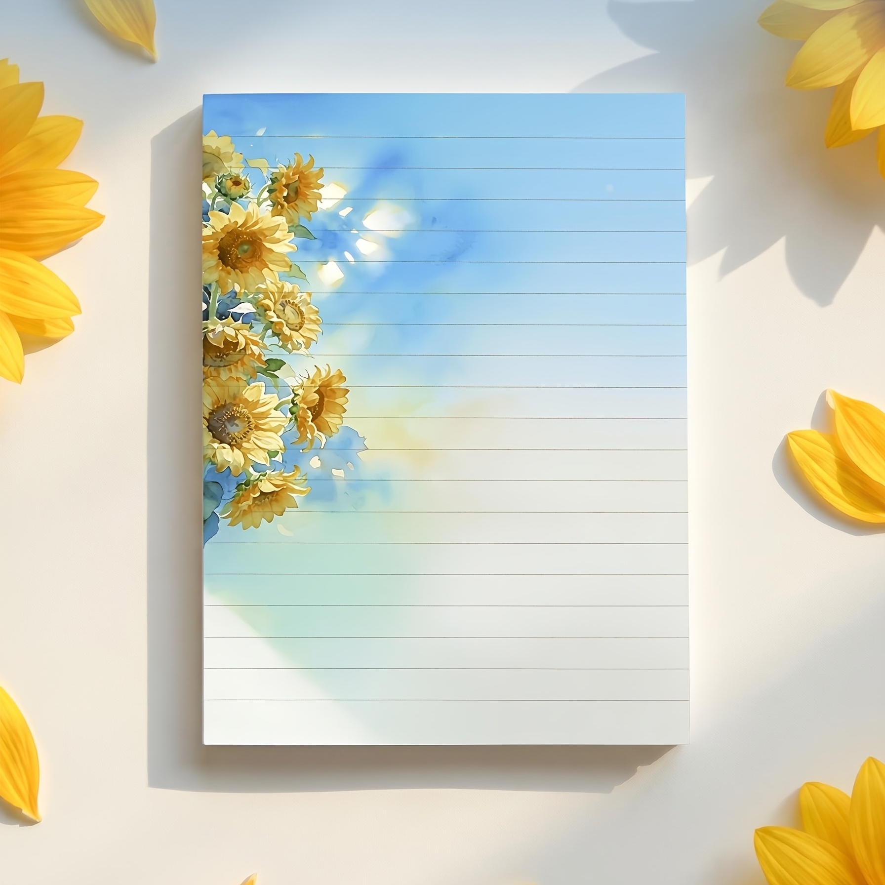 TEMU 1pc (50 Sheets) Sunflower Pocket Notebook, Ruled Notepad, Single-sided Printing, Portable , Sunflower Pocket Notebook, Minimalist Floral