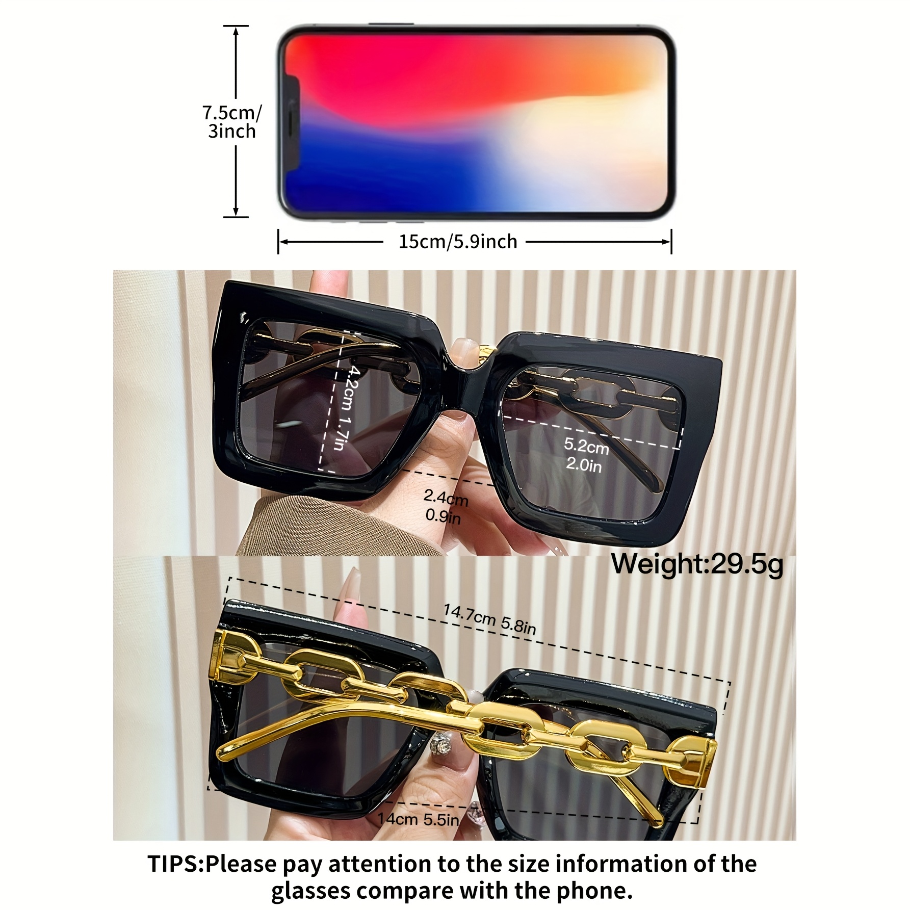 6pcs stylish oversized mixed frame glasses set - Temu Bahrain display picture 1
