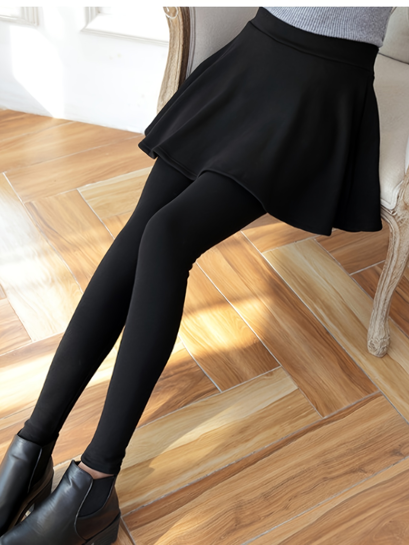 womens stylish two tier skirt fleece lined leggings Temu Malaysia