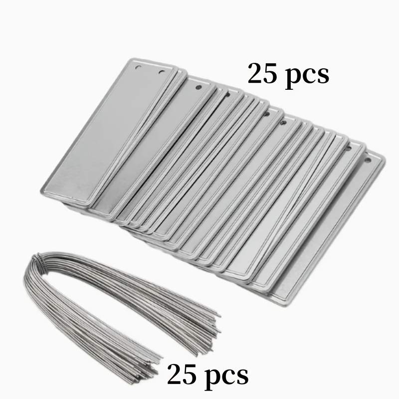 TEMU 50pcs Waterproof Aluminum Garden Plant Labels - Double-sided, Durable & Easy To Hang With Hanging Holes, Space For Name & Care Instructions,