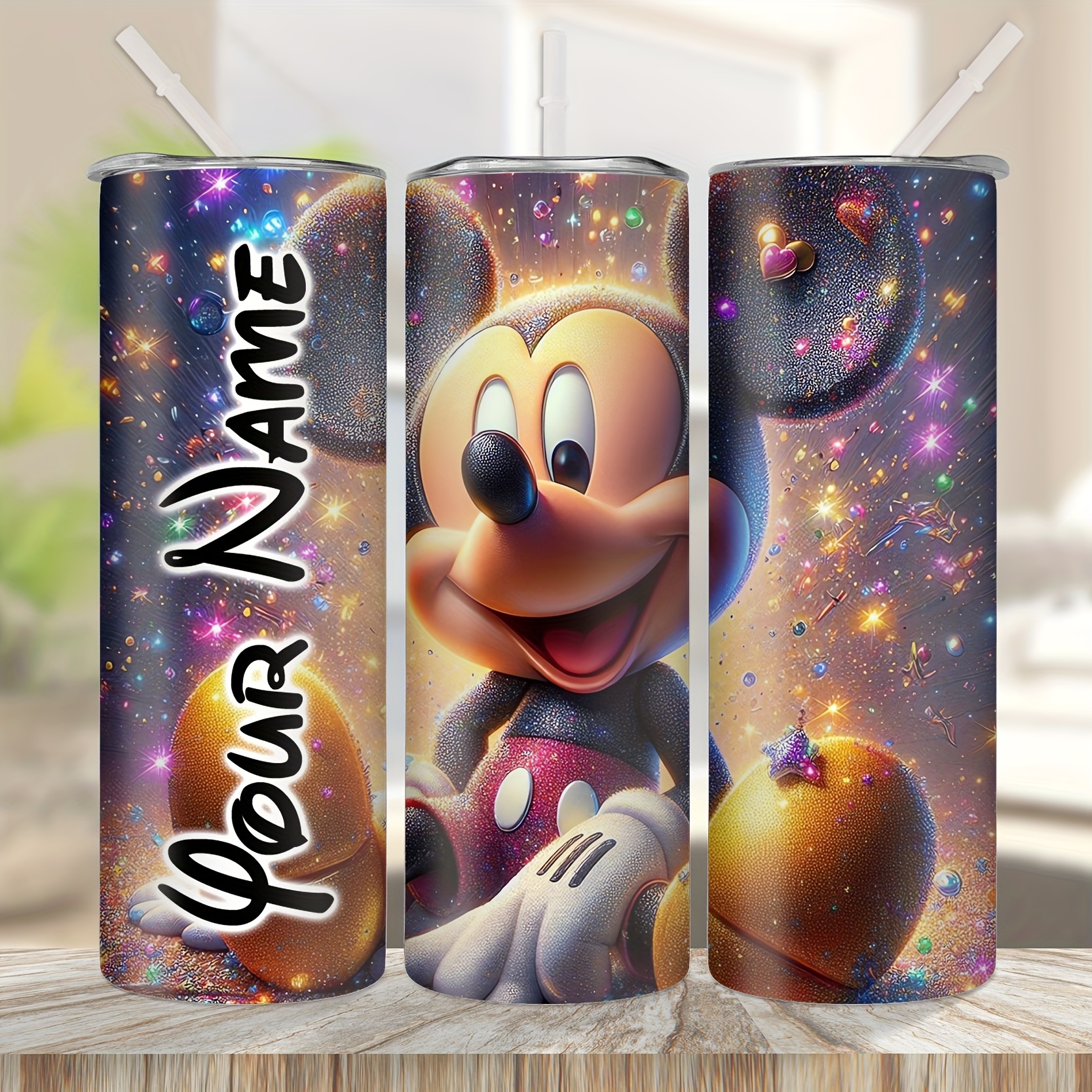 

Personalized 20oz Stainless Steel Tumbler With Mickey Mouse Design, Leak-proof Insulated Travel Mug With Lid And Straw, Ideal For Office And Gifting, Christmas And Graduation Present By Ume