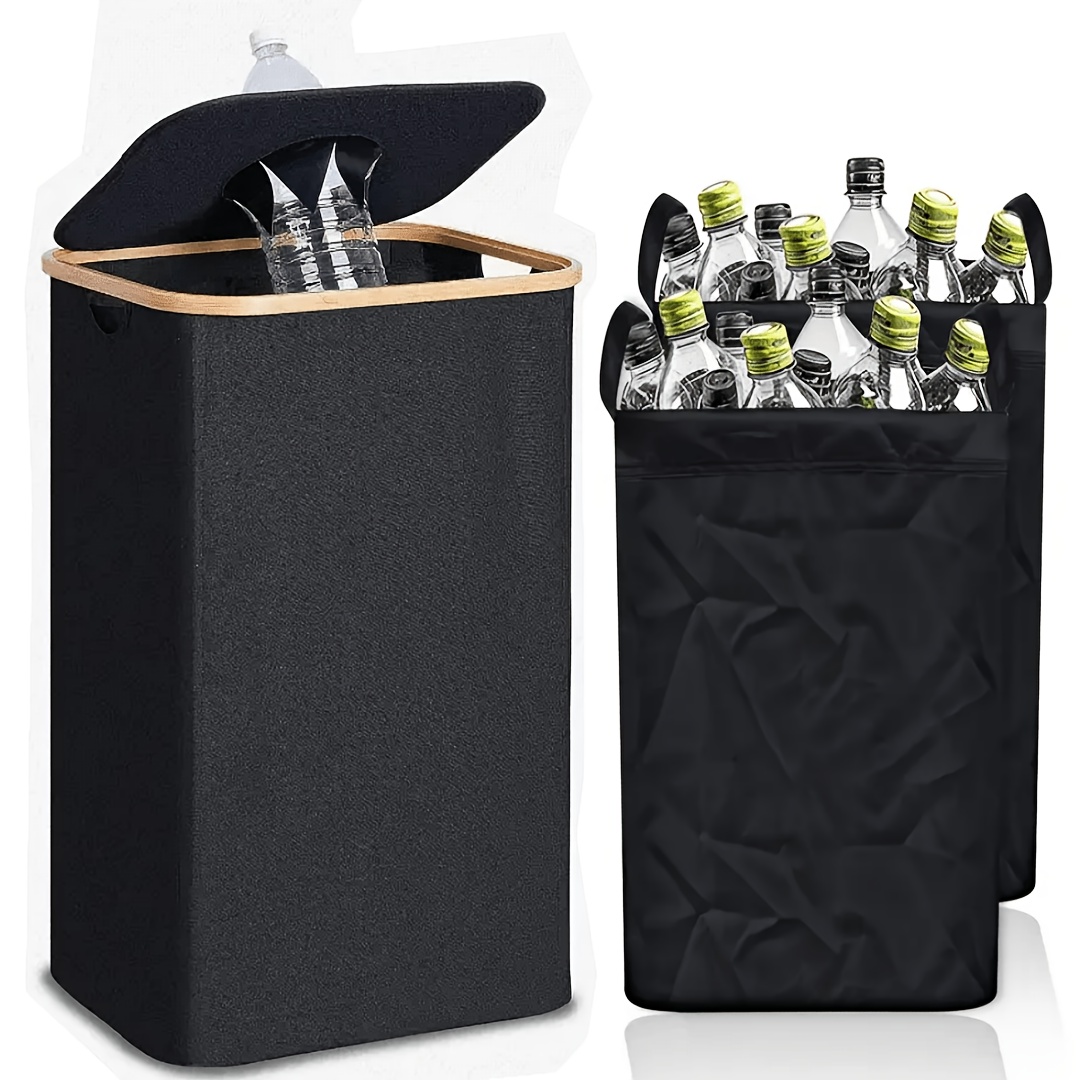 E-shop 100L Großvolumiger, faltbarer Küchen-Recyclingbehälter mit wiederverwendbaren Beuteln & Sortierfächern – Indoor/Outdoor Mülleimer,