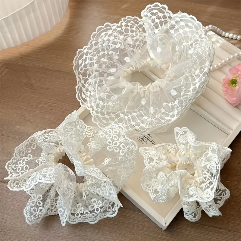 Delicate White Lace Leaf Hair Clip Delicate White Ruffled Lace Flower Hair Clip, Classic  main image 4