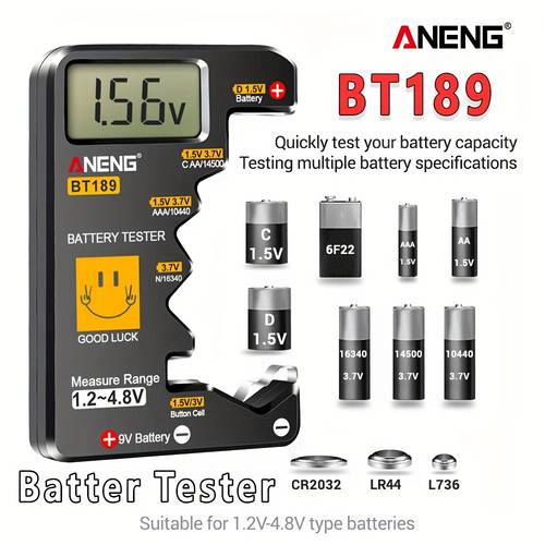 tester is suitable for 9v 6f22 batteries 1 5v 3v button batteries aaa d n battery indicator light bt189 without batteries