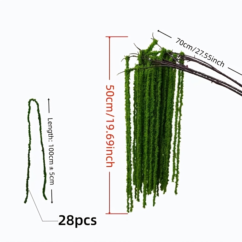 TEMU 29pcs Forest Simulation Hanging Moss Ropes, Artificial Plush , Wall Decor. Flowing Long Strip Design, Styling, Suitable For Entrance, , Windows,