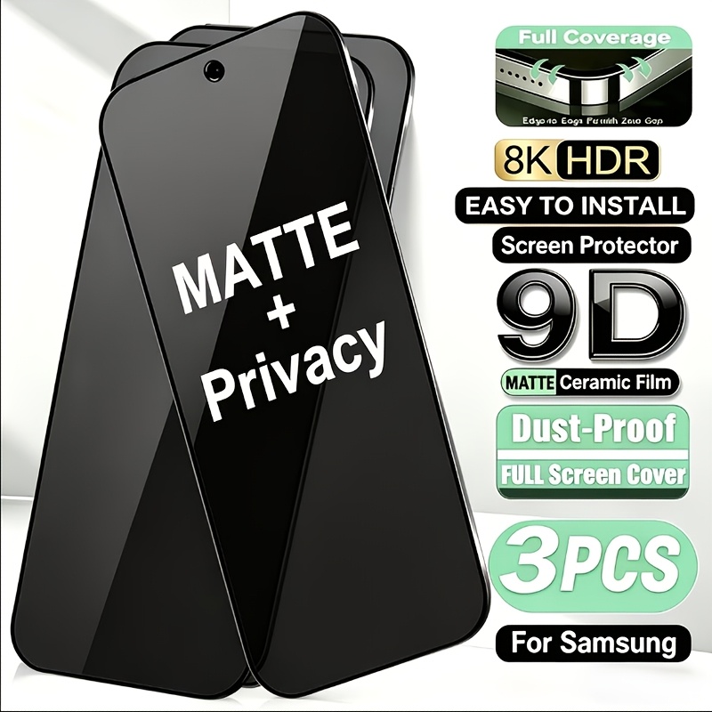 TEMU 3-pack Matte Anti-spy Screen Protector Set, Tpu Soft Film (non-tempered Glass). Compatible With For For Galaxy