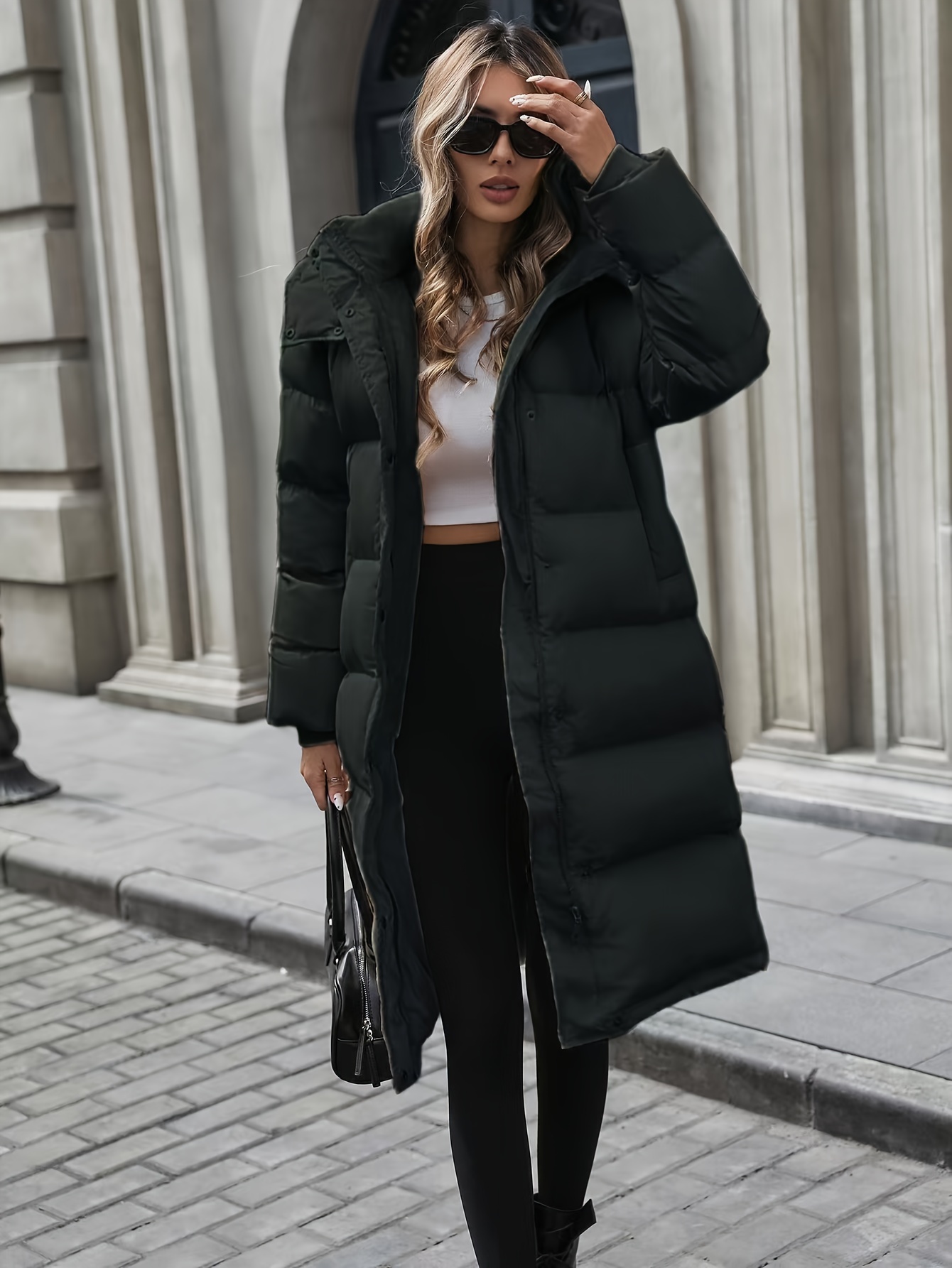 womens elegant white full length winter coat hood long Temu