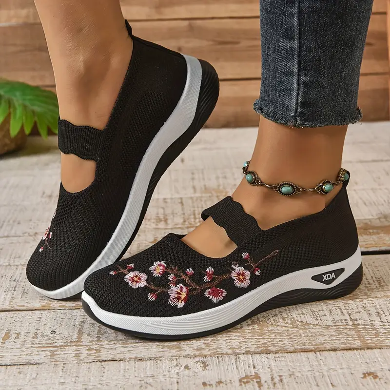 tênis casual feminino slip-on,  , verde,  ,  ,   e  ; tênis leve de   baixo com   redonda fofa & design floral para   as  , 24/7 usável; sobreposição respiravel que mantém o pé   em caminhadas  ,     de presente nas cores variantes detalhes 2