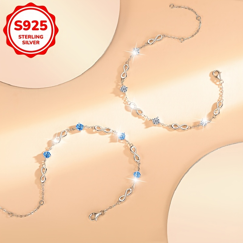 925 Silver Infinity Bracelet February Birthstone