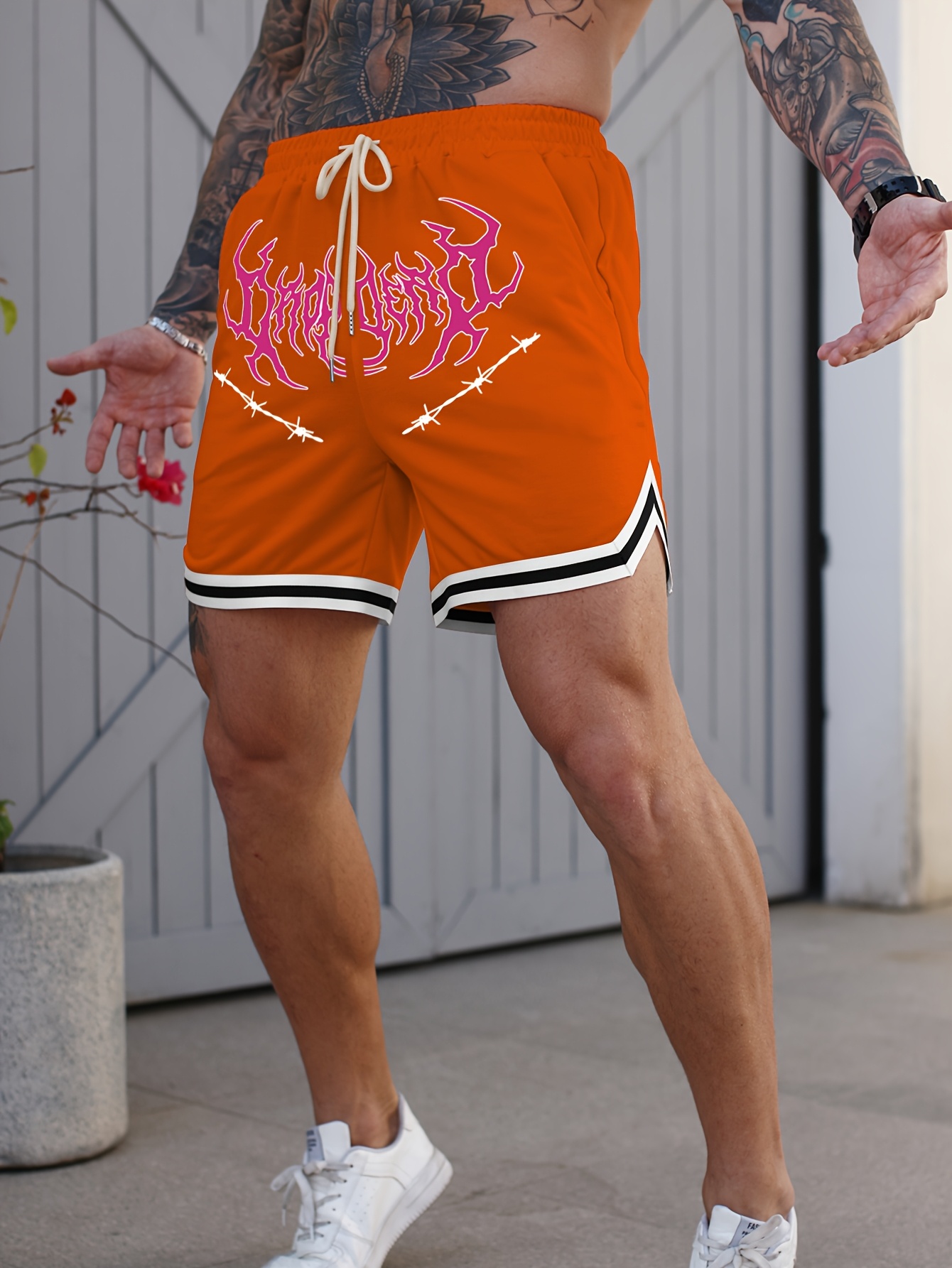 shorts baloncesto hombre en naranja estampado rosa Temu El Salvador