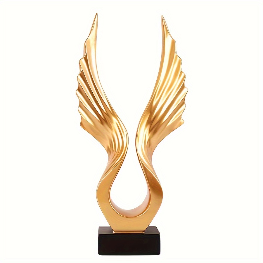 Elegant Angel Wings Figurine - Modern Resin Decor For Living Room, Tv Stand & Wine Cabinet