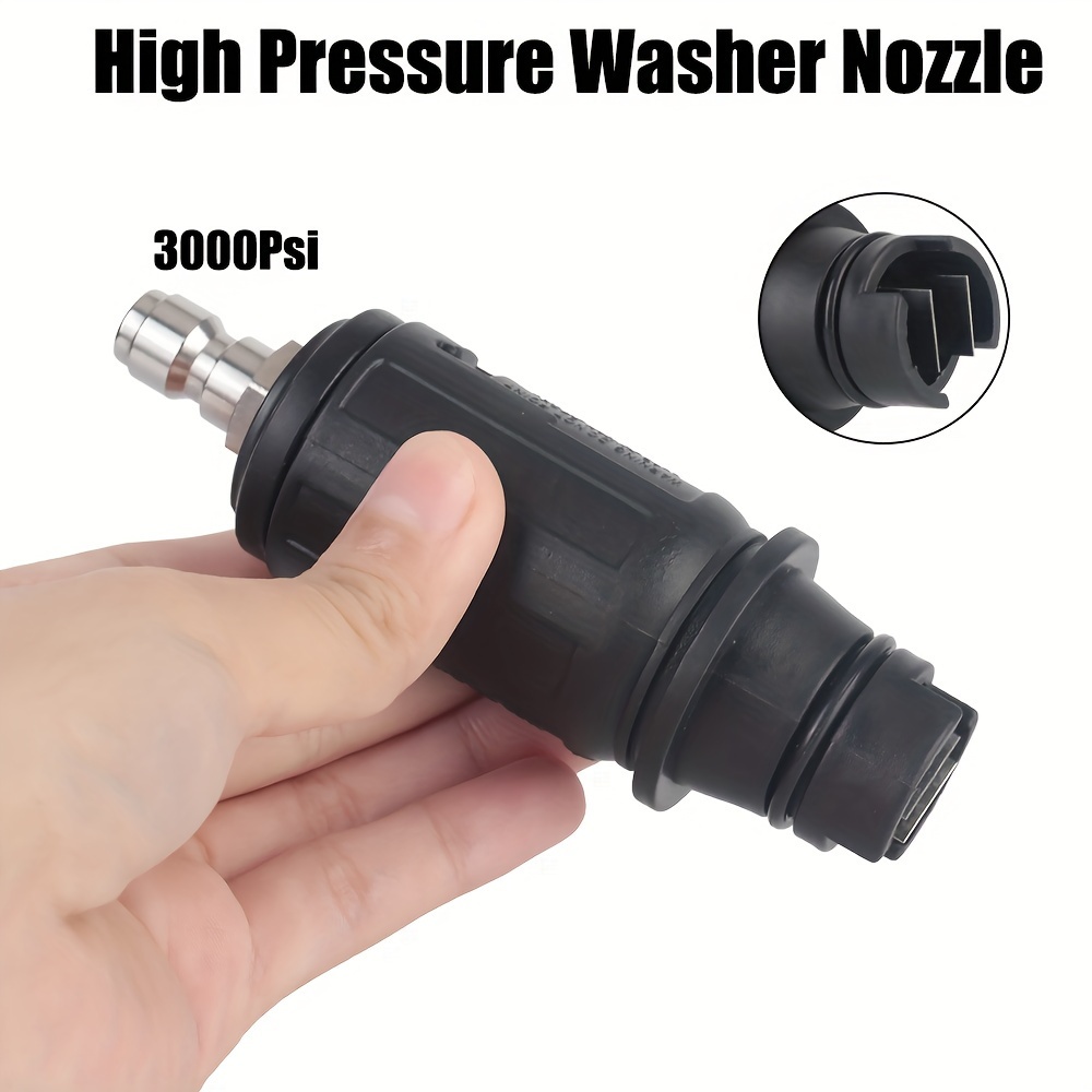 

High Pressure Washer Nozzle With 1/4" Quick Plug, Adjustable Angle, 3000 Psi, Plastic Material - Car Wash Accessories
