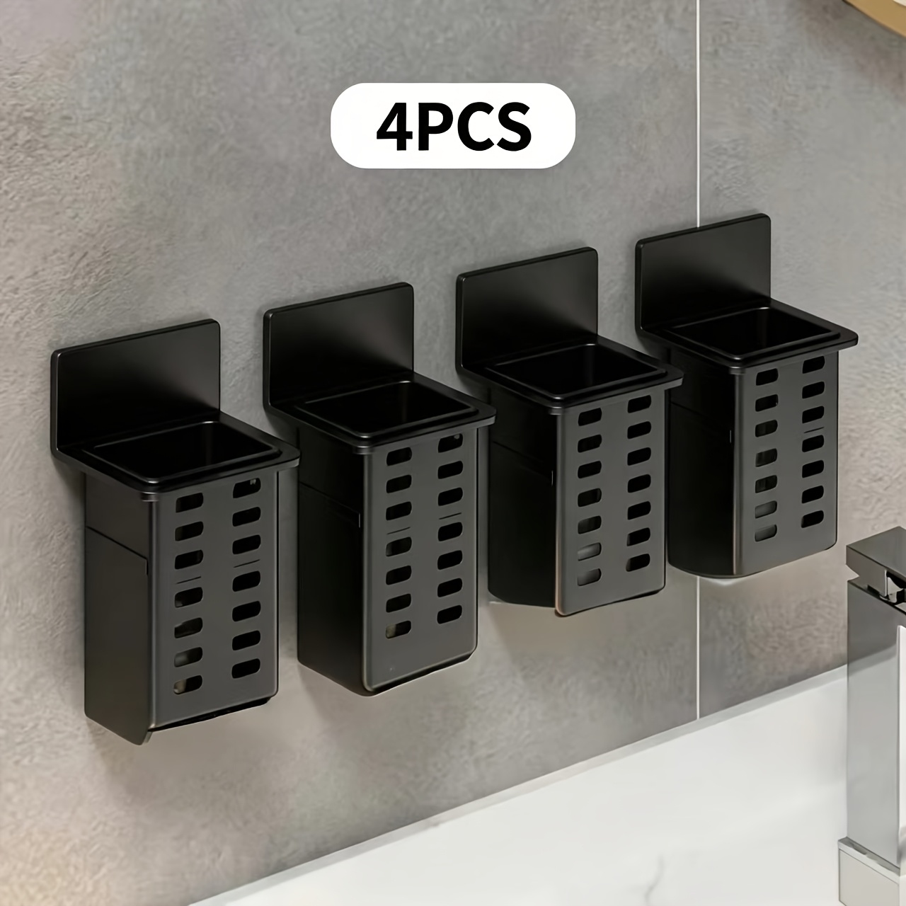 TEMU 4pcs White/black Toothbrush Holder, Wall-mounted Bathroom Toothbrush Organizer, Bathroom Storage Rack, Multifunctional Bathroom Toothpaste And