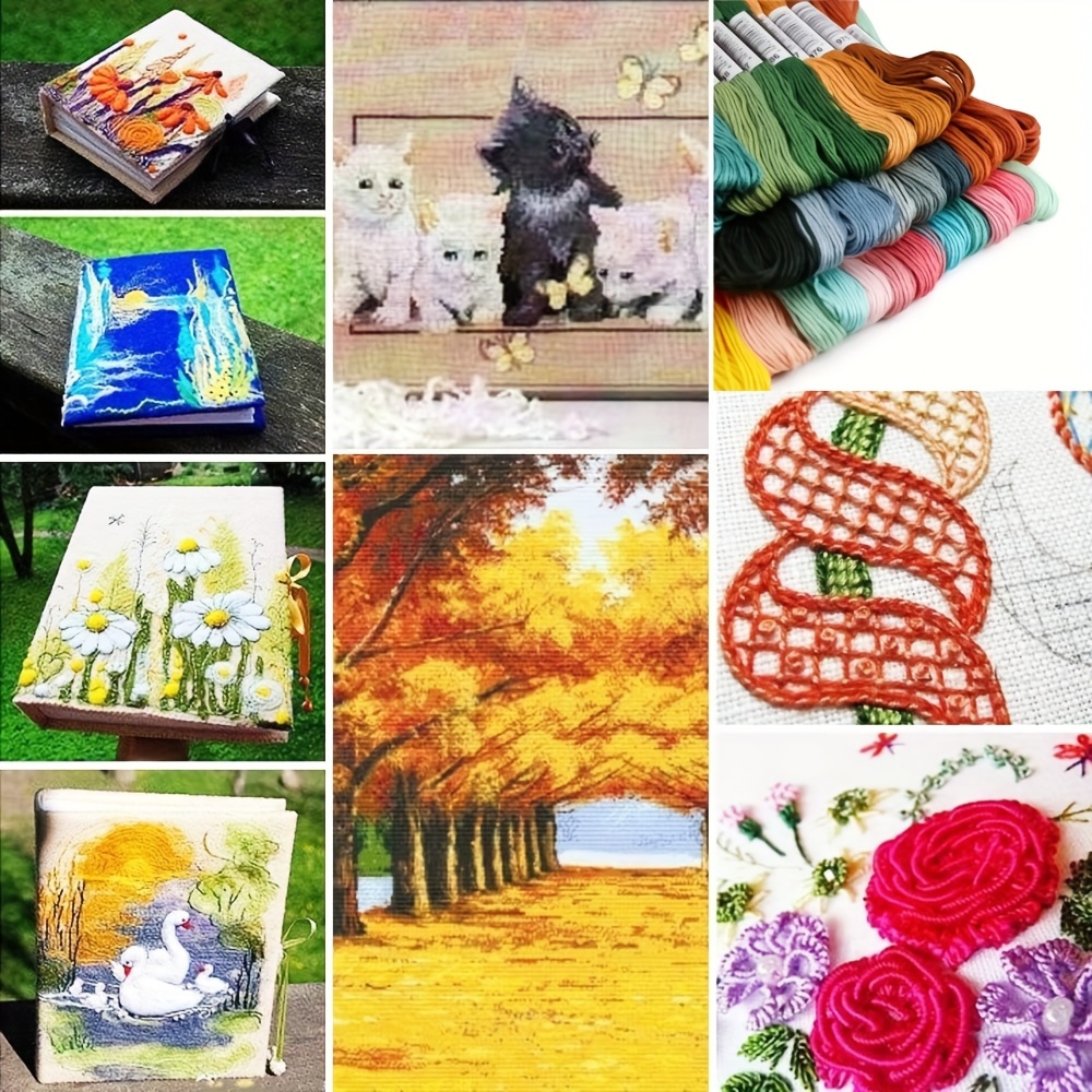74/224pcs Polyester Embroidery Thread Set with Winding Cards
