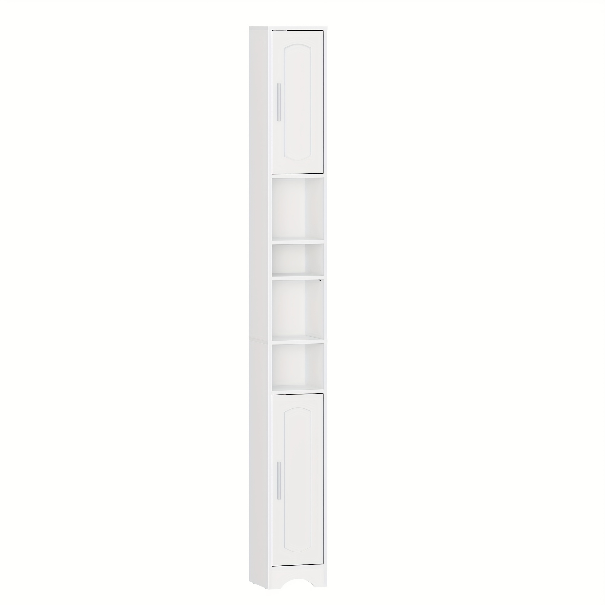 Image of Narrow Bathroom Cabinet Storage Unit With Open Compartment And 2 Doors, Adjustable Shelves For Bathroom, Living Room, Bedroom, 20 × 20 × 180cm, White/black