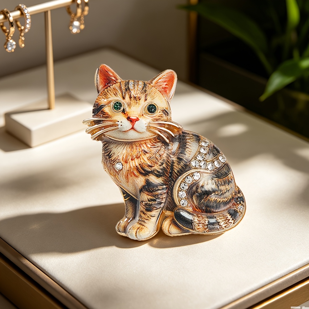 TEMU 1pc Realistic Enamel Brooch For Men And Women, Vintage Light Animal Pin, Coat Suit Pin, Poop Scooper Wear Matching Additions, Cat Lover Birthday