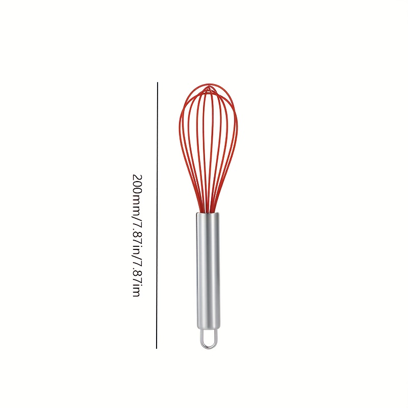 1pc silicone whisk with stainless steel wire heat resistant non electric cooking baking tool for blending whisking beating colorful gift box included balloon whisk egg beater details 2