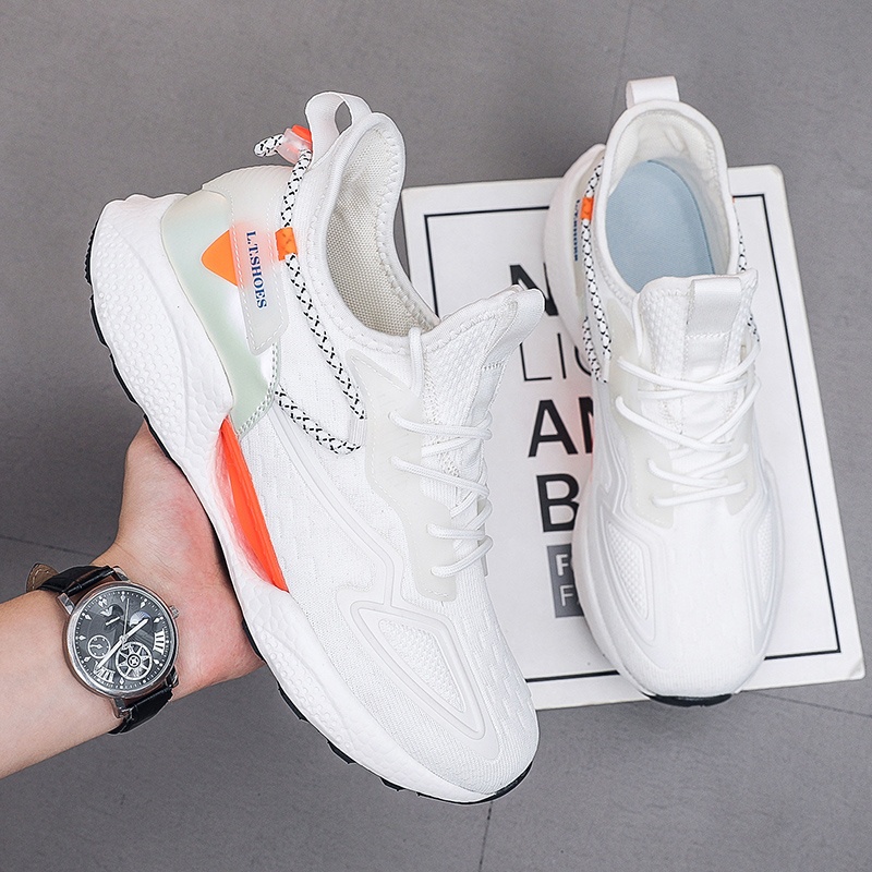 zapatillas deportivas de punto para hombre talla  , malla nano transpirable antiodor y resistente al  , zapatos casuales   con absorción de   en 11 colores disponibles 8