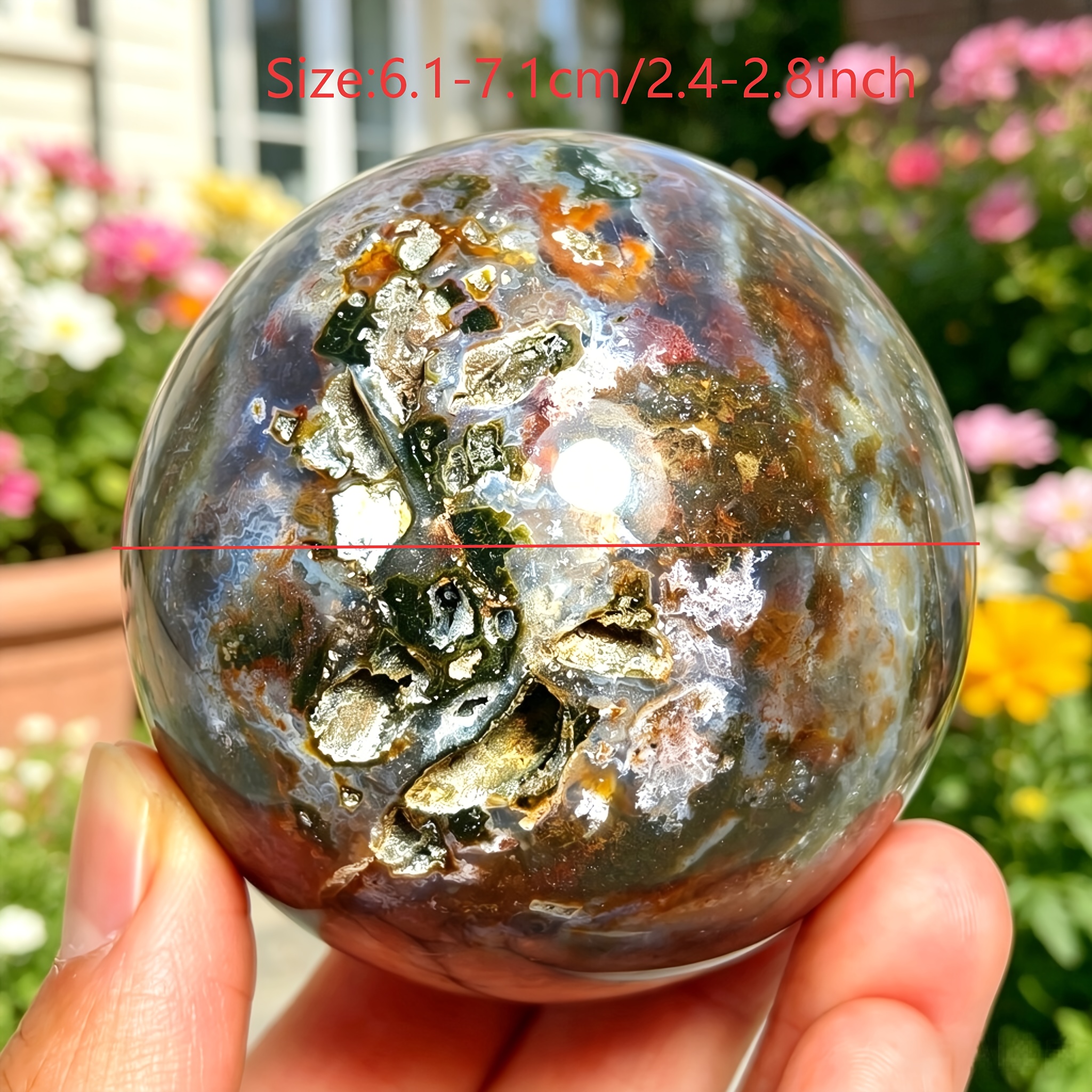 Ocean Jasper Crystal Sphere for Home Table Decor