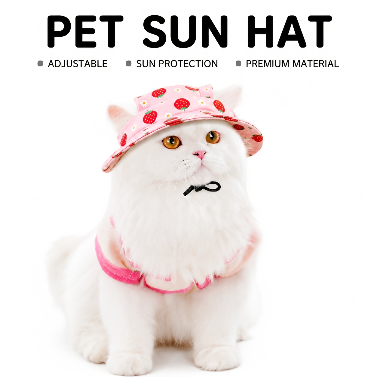   anti choking hat with adjustable strap ear exposing design fishermans cap pet headwear sun protection hat for summer Product details 3