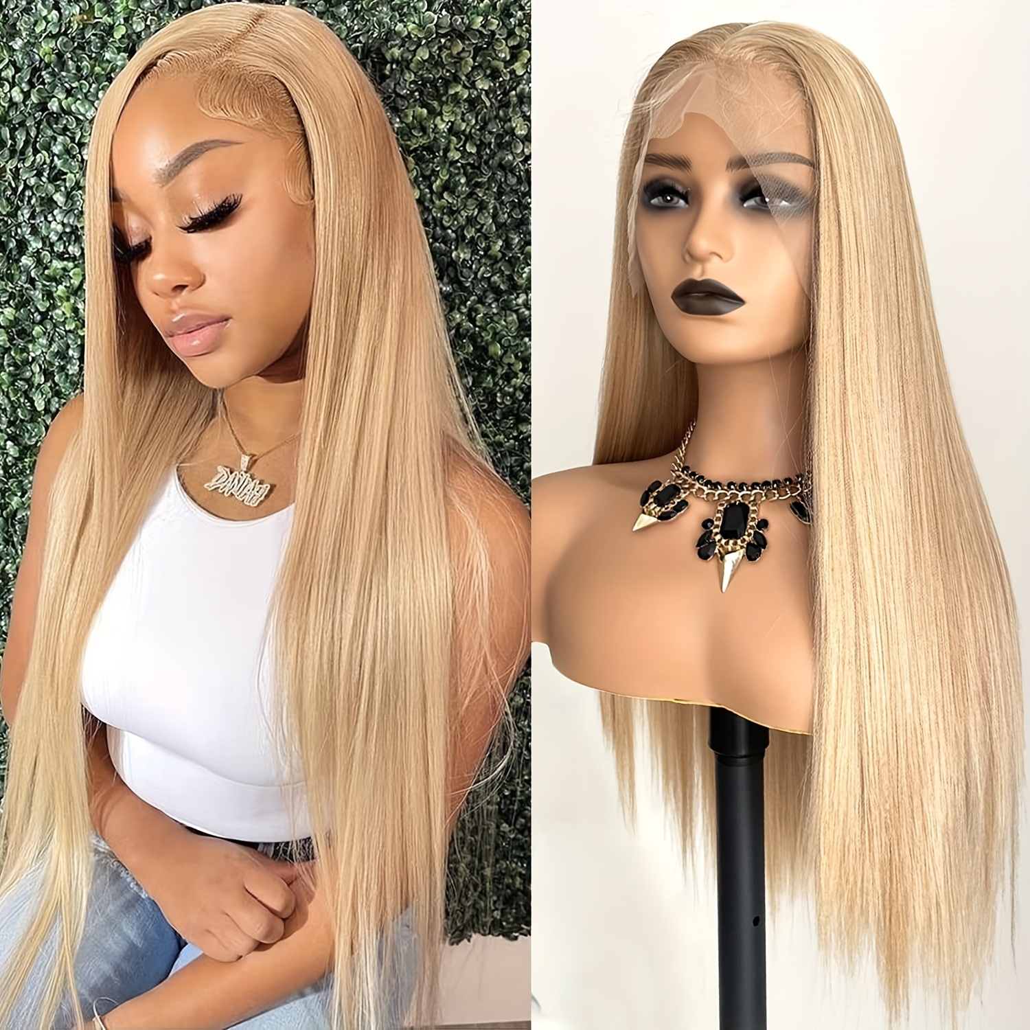 

Ash Blond Color Hair Synthetic Lace Front Wig 13x4 Free Part 26 Inches Long Straight For Women Frontal Lace Replacement Wigs Blonde Glueless Heat Resistant Fiber For Girls Daily Party Makeup Use