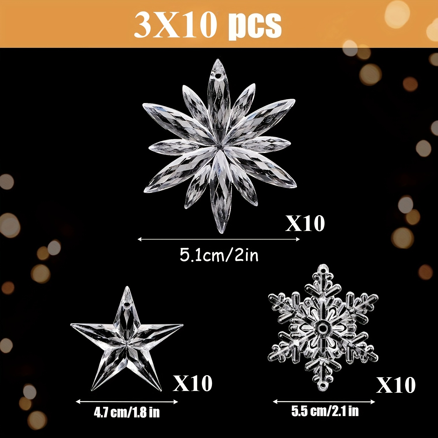 Pack Of 30 Christmas Tree Decorations Stars Snowflakes Christmas Tree Decoration Pendant Christmas Decoration Acrylic Hanging Ornaments Winter Decoration Christmas Tree Decoration