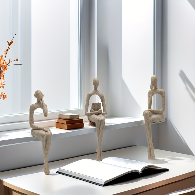 3pcs Abstract Character Figurines - Black Resin Sculptures, Modern Home & Office Decor, Wedding Gift, Shelf & Desk Decor, No Electricity Needed, Versatile Room Decor, Statues for Home Decorfor Christmas,halloween decorations,fall home decor Collectible Figurines