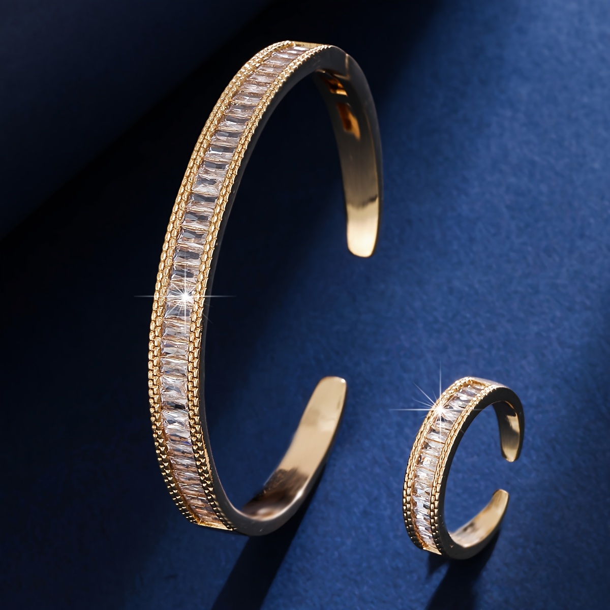 Women's Luxurious Double-Row Rings and Bracelets Set, Unique Design