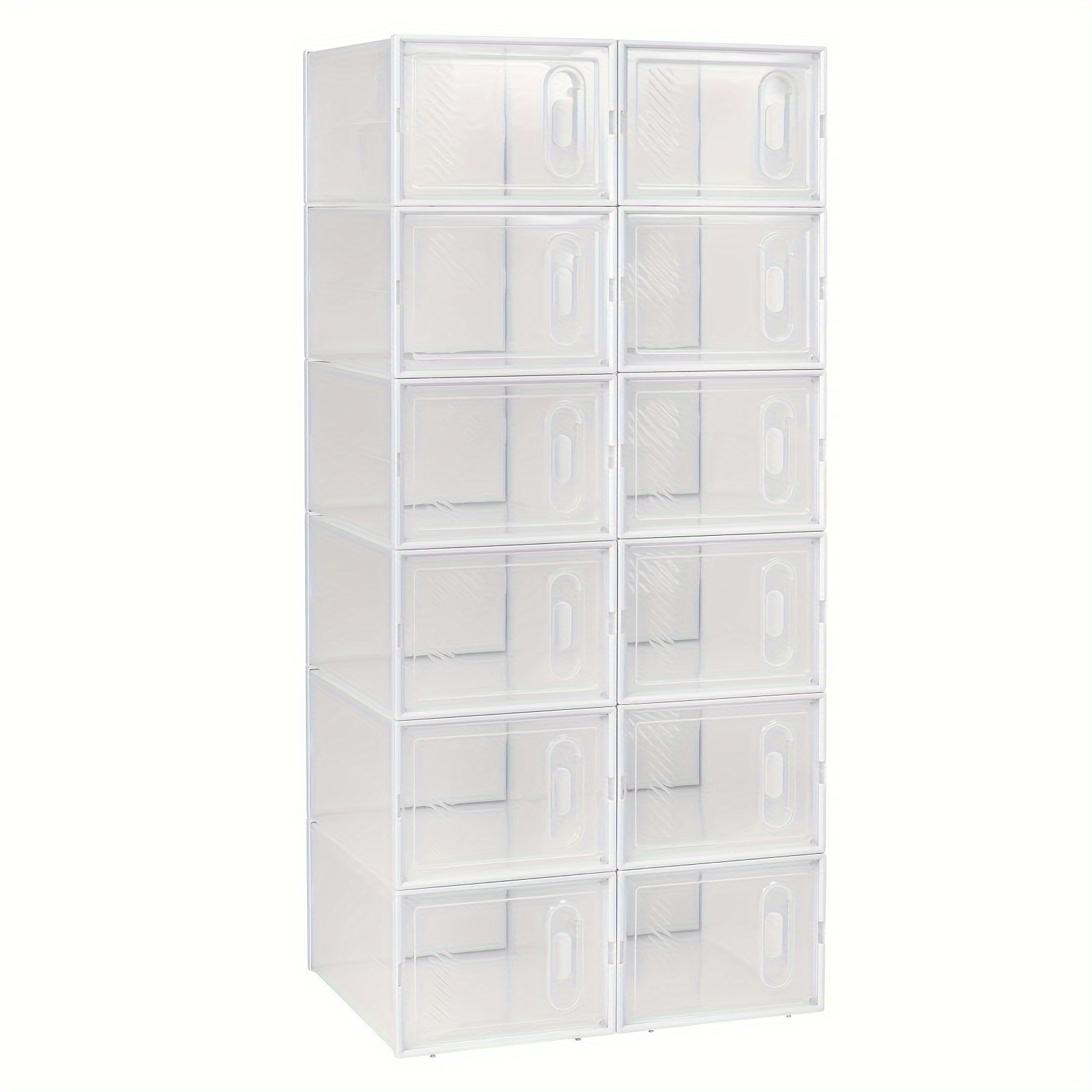 TEMU 1 étagère à chaussures avec 12 boîtes à chaussures empilables, 'étagères de meuble à chaussures avec fermeture magnétique, étagère enfichable en
